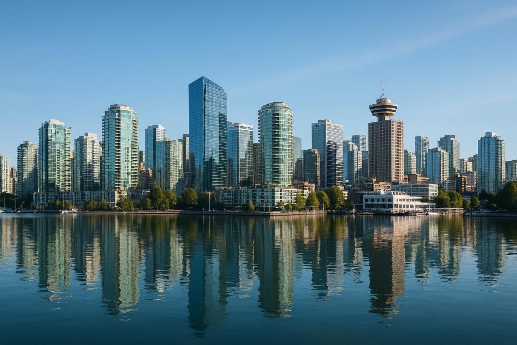 Modern Vancouver skyline near waterfront, reflecting luxury Vancouver living.