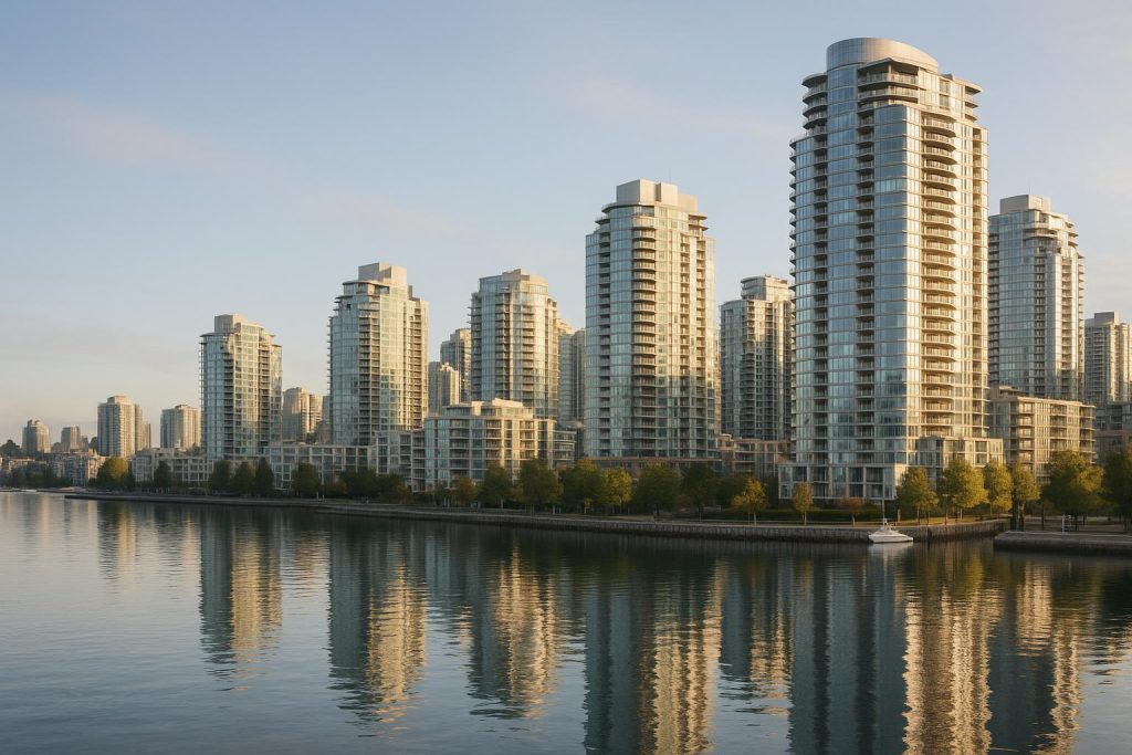 Modern Vancouver condos near the waterfront, showcasing local real estate trends.