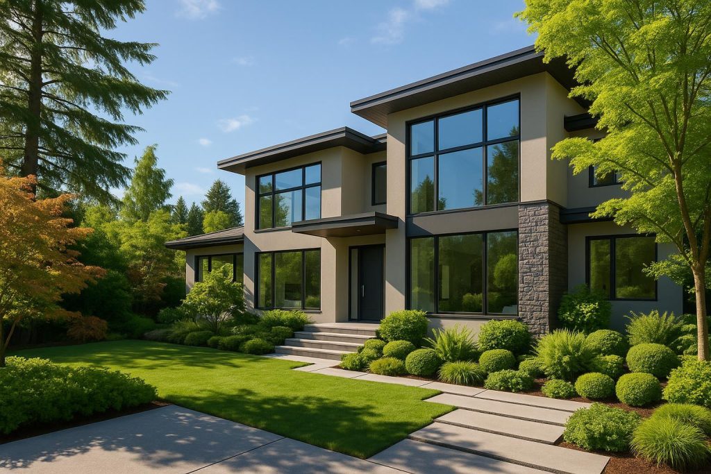 Modern exclusive estate designs in Vancouver with spacious architecture and greenery.