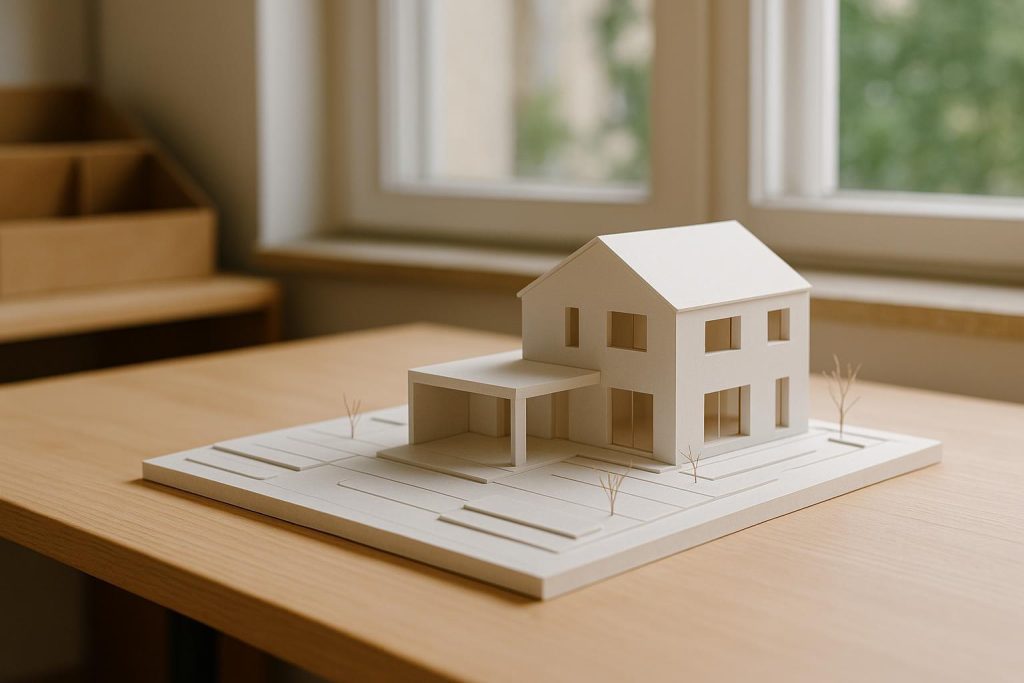 Sunlit architectural scale model representing real estate presale choices.