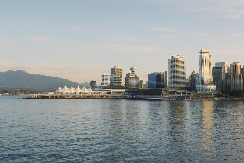 Vancouver waterfront skyline showcasing a nicer part of the city for real estate.