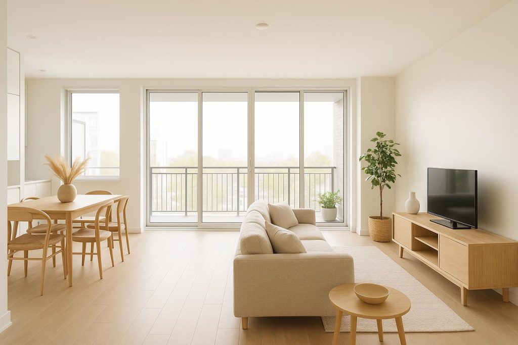 Bright condo interior with minimal furniture showcasing spacious condo living.