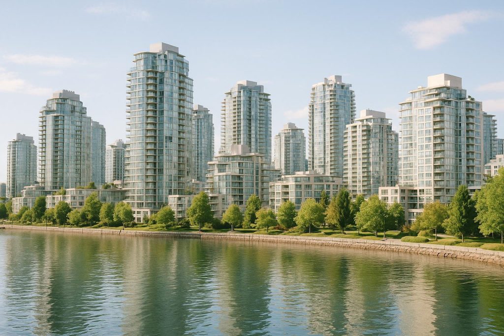 Vancouver condo skyline across the water, highlighting modern real estate investment potential