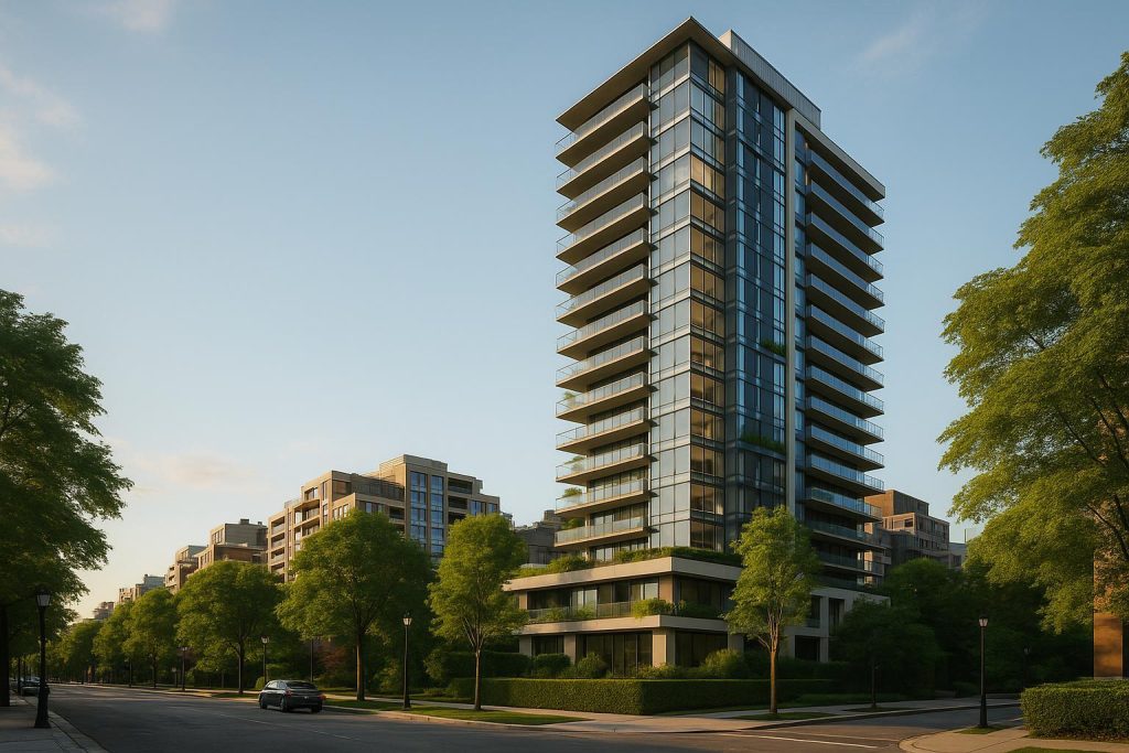 Modern condo tower in a premium urban development offering low-maintenance living.