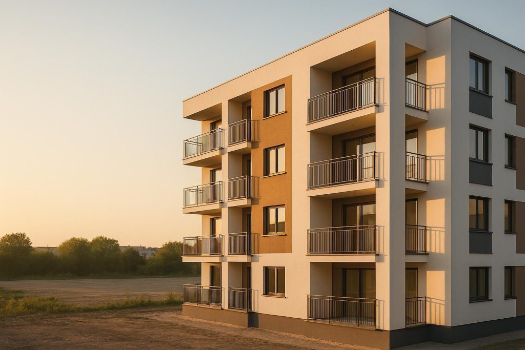 Contemporary multi-family property exemplifying custom build solutions for housing projects.