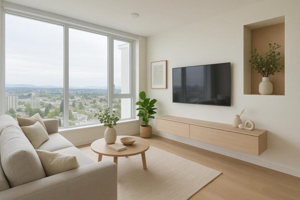 Modern presale condo in Burnaby showcasing a customized interior.