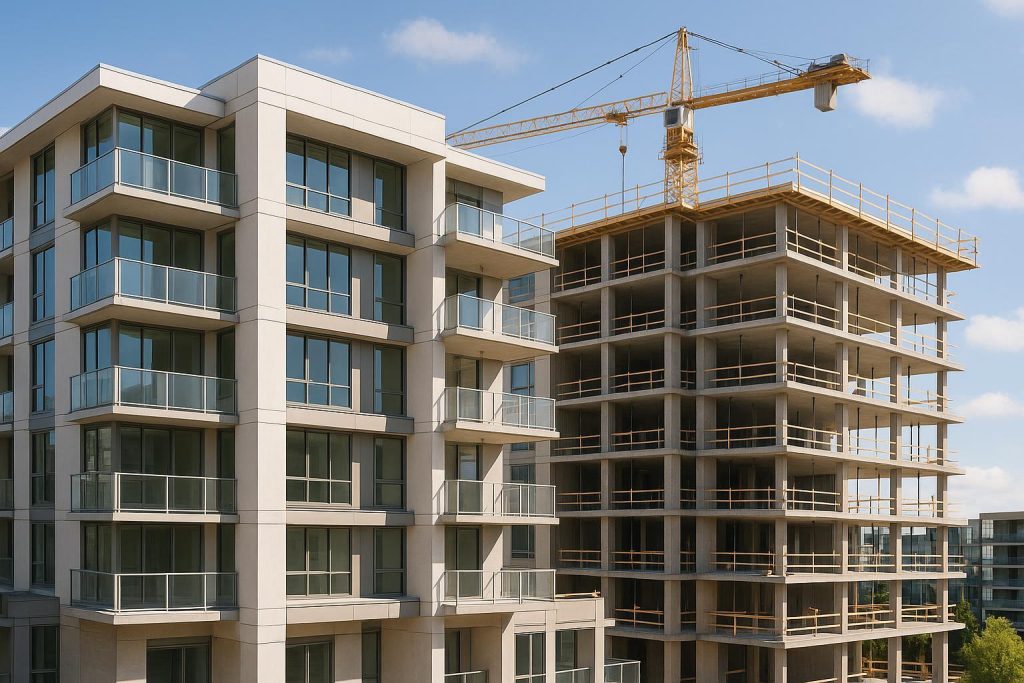 Vancouver presales development under construction, reflecting future rental impacts.